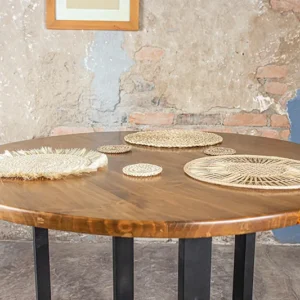 MESA DE COMEDOR REDONDA CON BASE EN HIERRO CHR1