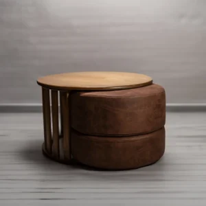 MESA DE CENTRO SUIZO CON PUFF